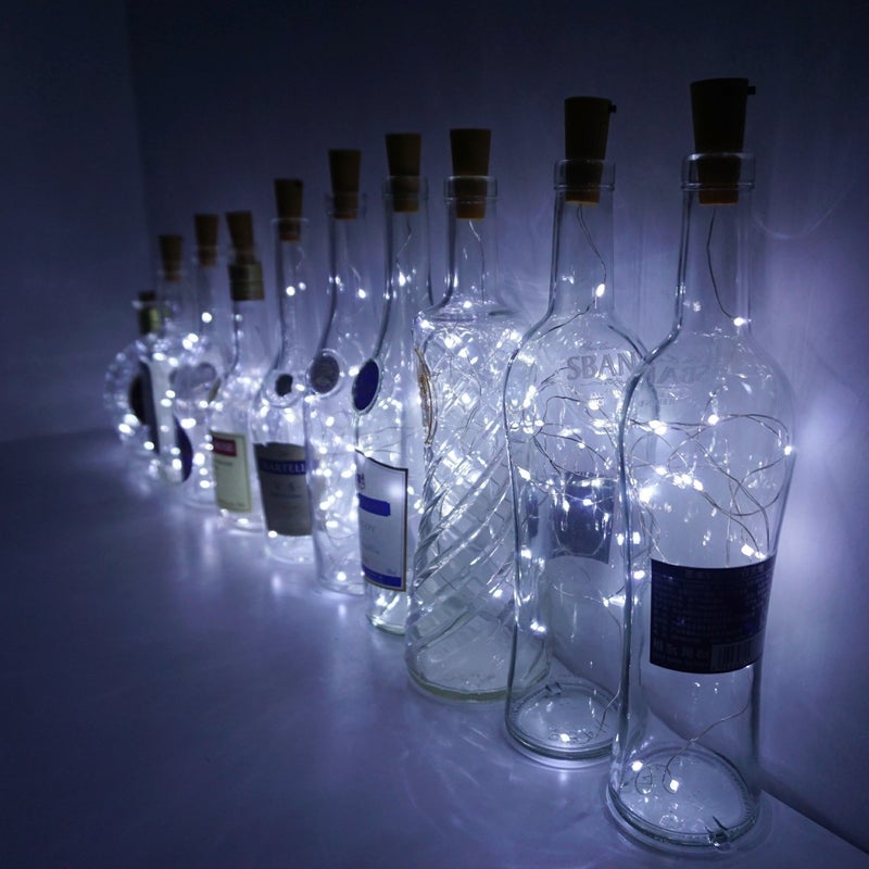 Decorman 10 Pack Solar Powered Wine Bottle Lights, 10 LED Waterproof Copper Cork Shaped Lights for Wedding/Christmas/Outdoor/Holiday/Garden/Patio/Yard/Pathway Decor (Cool White) - Image 5